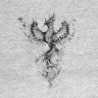 Phoenix Fantasy Wild Animal Illustration Art Tattoo T-Shirt